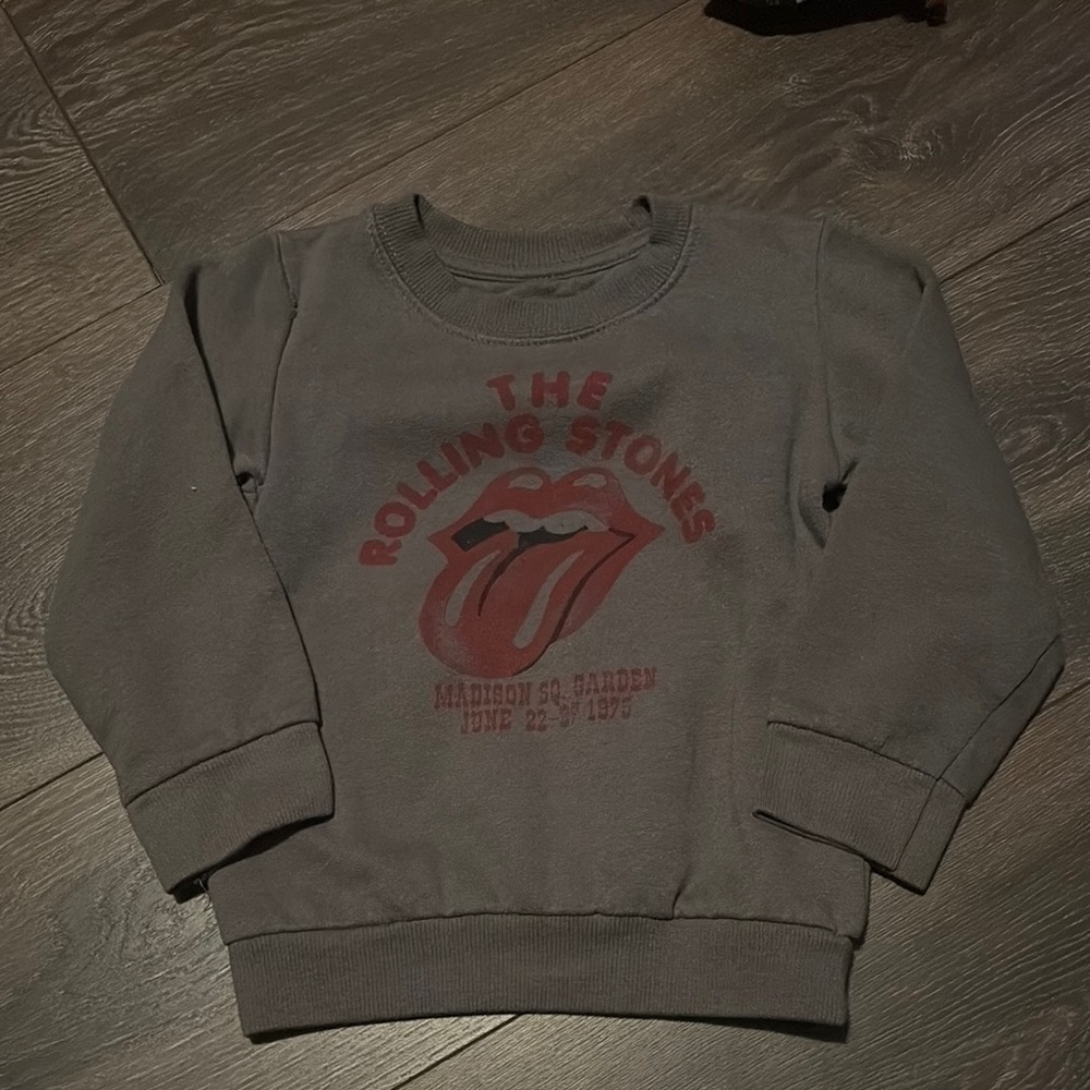 Kids Rolling Stones Graphic Sweatshirt - Gray with Red Logo
